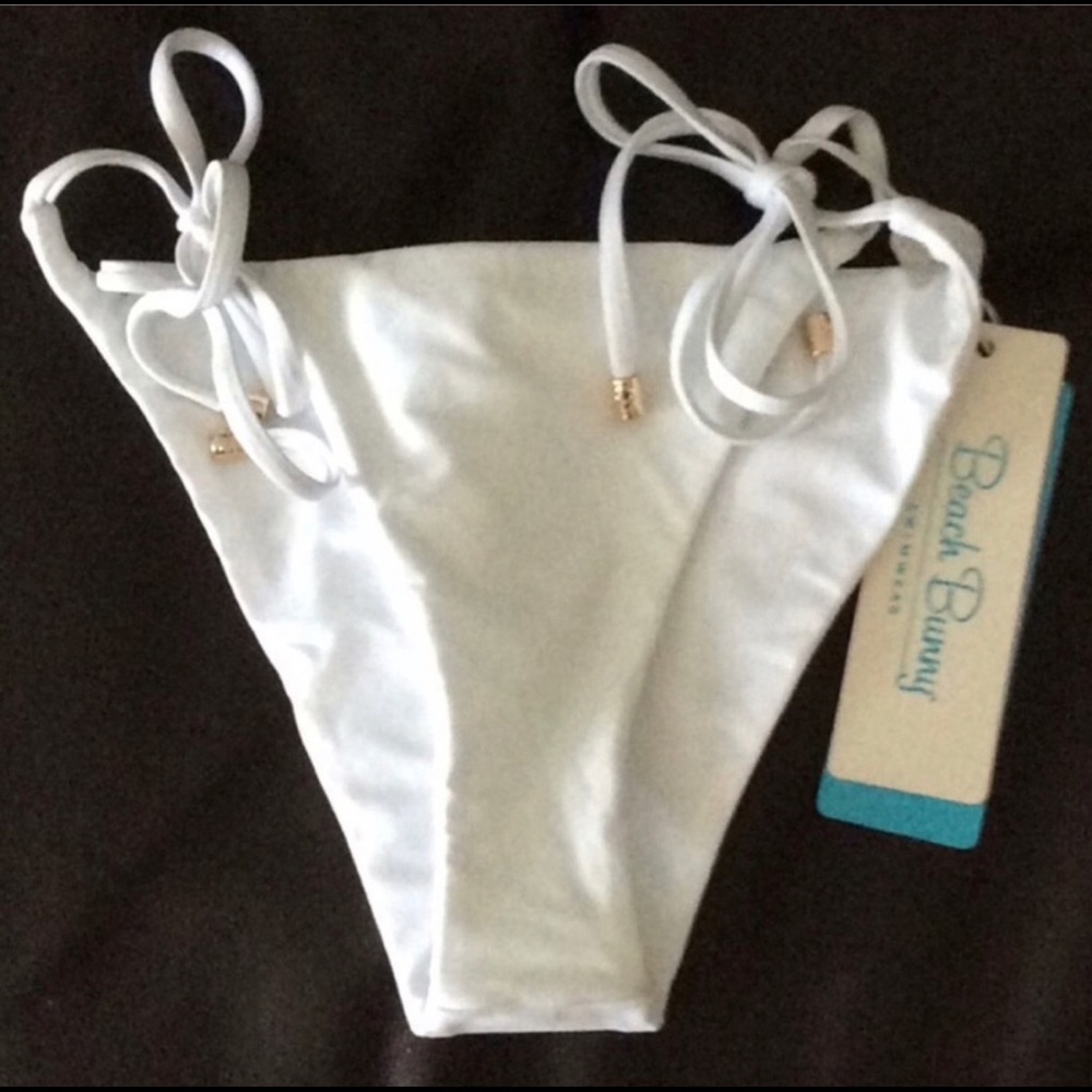 Beach Bunny Luna Tie Side White Bikini Bottom